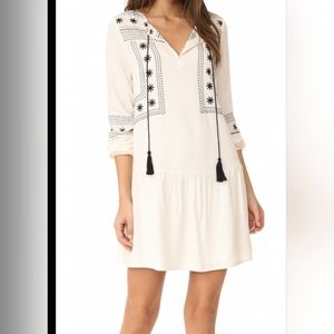 Cupcakes and Cashmere Vander Embroidered Drop Waist Dress Size M Cream/Black